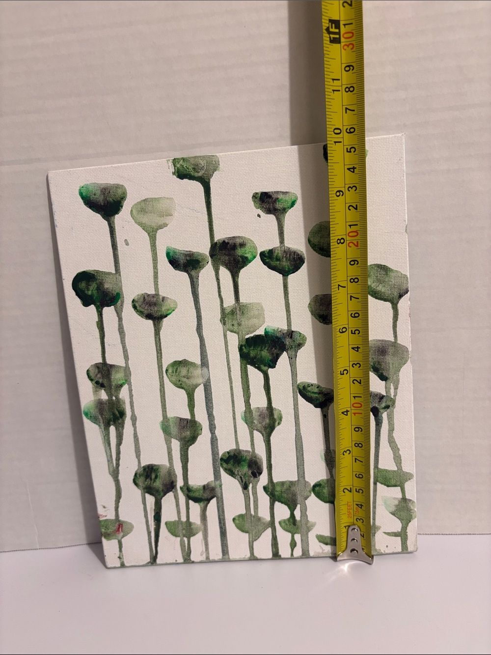 Green Acrylic Abstract Botanical Small Canvas Painting  size-‎ 10in x 8in - Picture 6 of 7